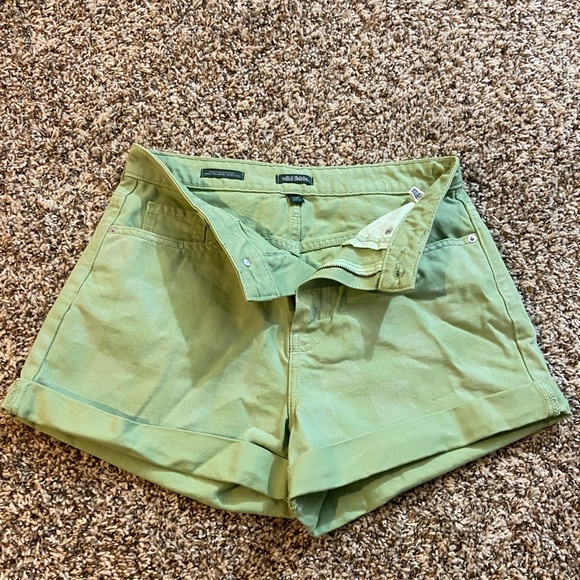 NWOT green faded checkered pattern Jean shorts - Picture 4 of 5